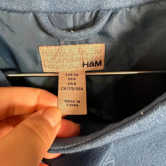 H&M Fit  and Flare Blue Wool Blend Peacoat 8‎ - Picture 4 of 7